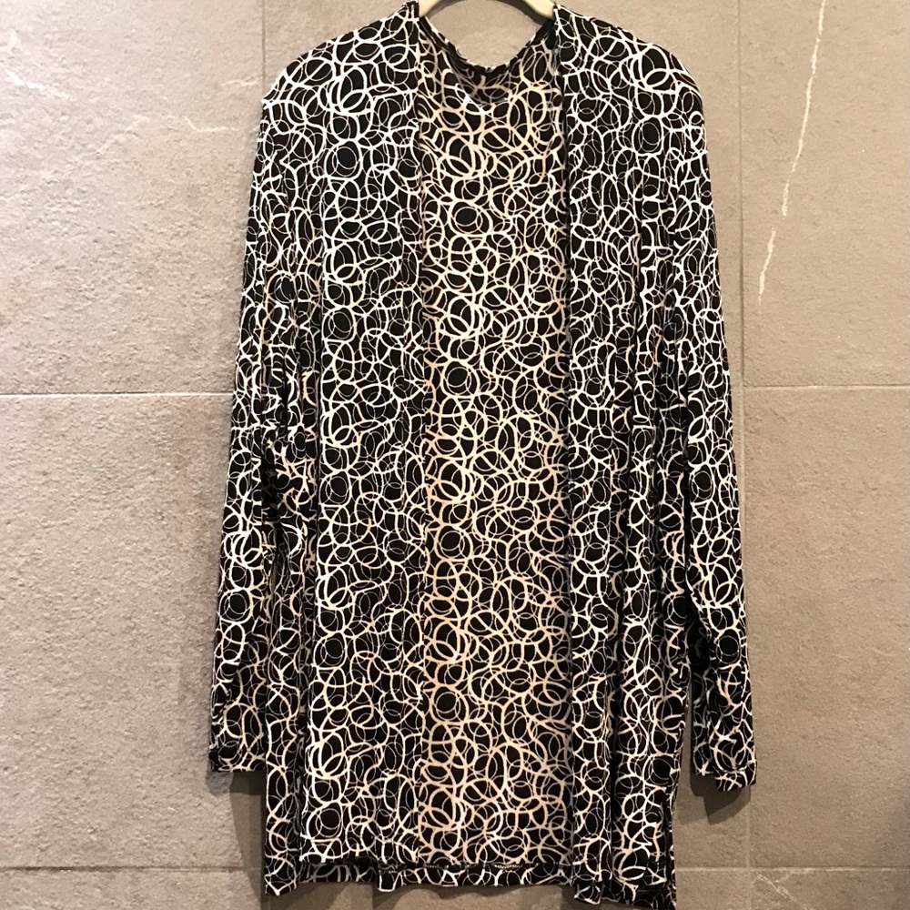 DRAPE ACETATE JACKET, B&W Graphic Circles, Size L
